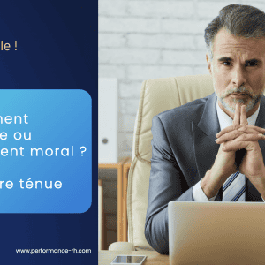 Manager en costume réfléchissant devant son bureau – Article Performance RH : Management autoritaire ou harcèlement moral, la frontière ténue
