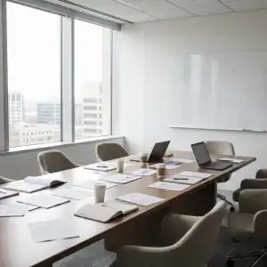 Salle de réunion vide illustrant le silence organisationnel et les limites des baromètres internes dans la prévention des risques psychosociaux