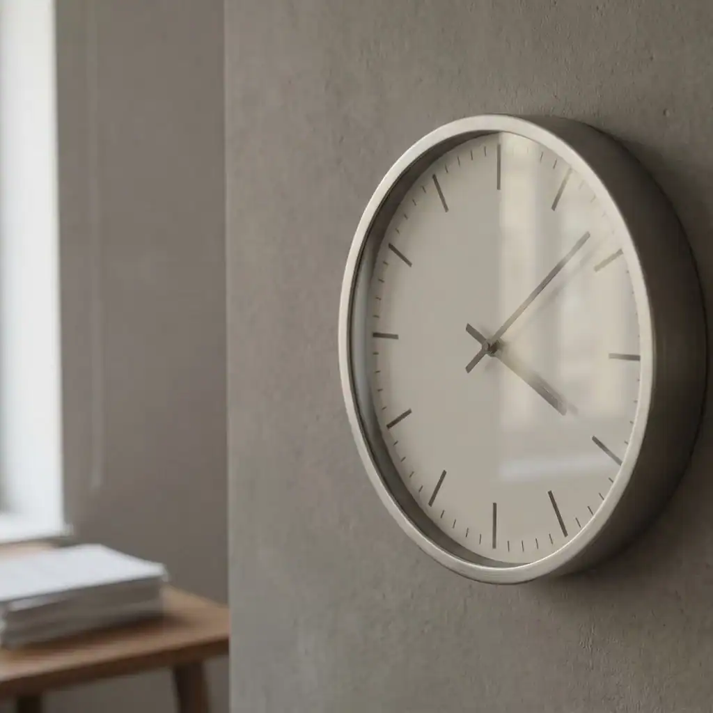 Horloge dans un environnement professionnel illustrant le temps long et les risques psychosociaux après un plan de sauvegarde de l’emploi
