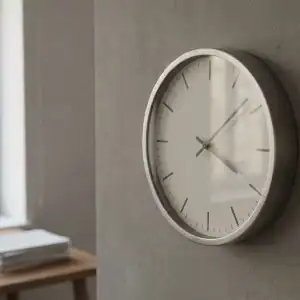 Horloge dans un environnement professionnel illustrant le temps long et les risques psychosociaux après un plan de sauvegarde de l’emploi